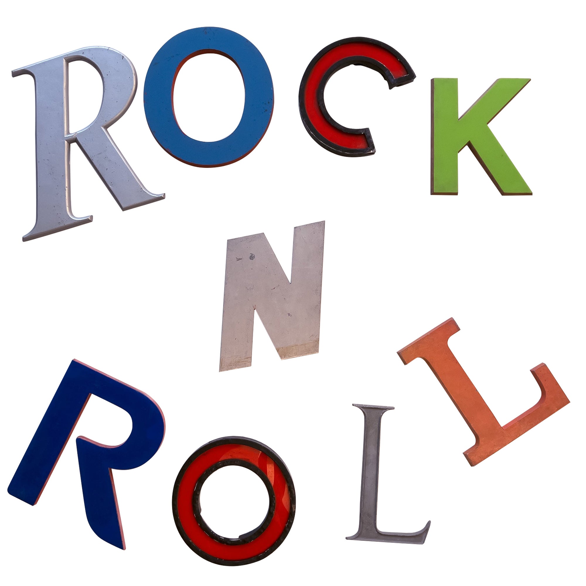 Rock n Roll Vintage Original Letters, Retro, Shop, Sign, Reclaimed, Signage For Sale