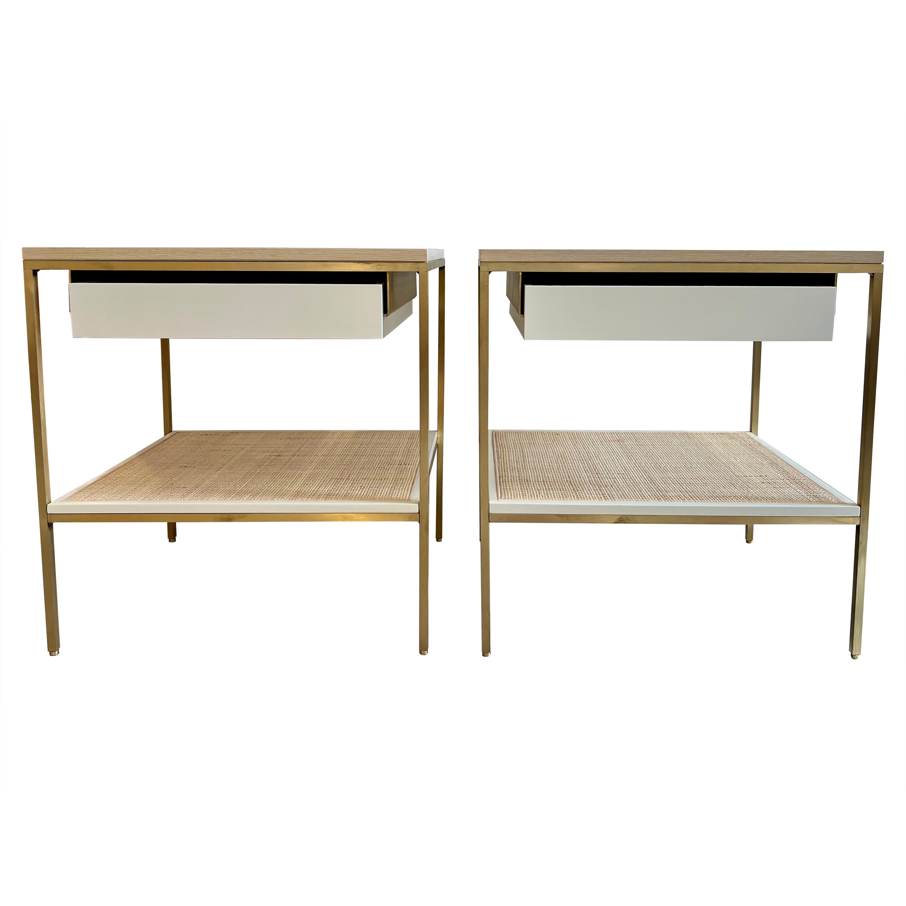 Re: 392 Bedside Tables with Cerused Oak Tops For Sale