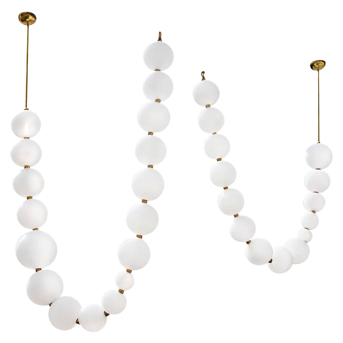 Pair of Pearl Necklace Pendant Lights, Ludovic Clément D’armont For Sale