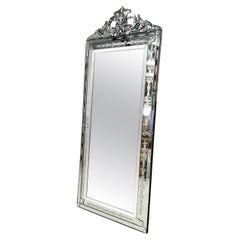Handcrafted Venetian Full-Length Floor Mirror Extravagant Etched Crystal Glass