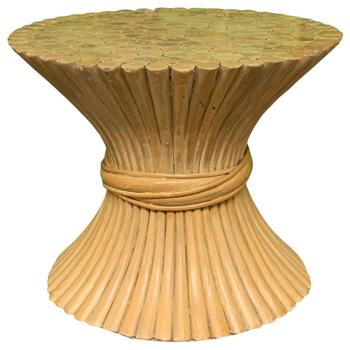 Rattan Sheaf of Wheat Footstool in the Manner of McGuire