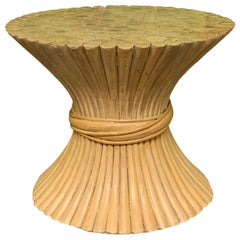 Vintage Rattan Sheaf of Wheat Footstool in the Manner of McGuire