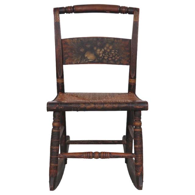 Biedermire Rocking Chair Biedermeier Upholstered Mahogany Rocking Chair at 1stDibs