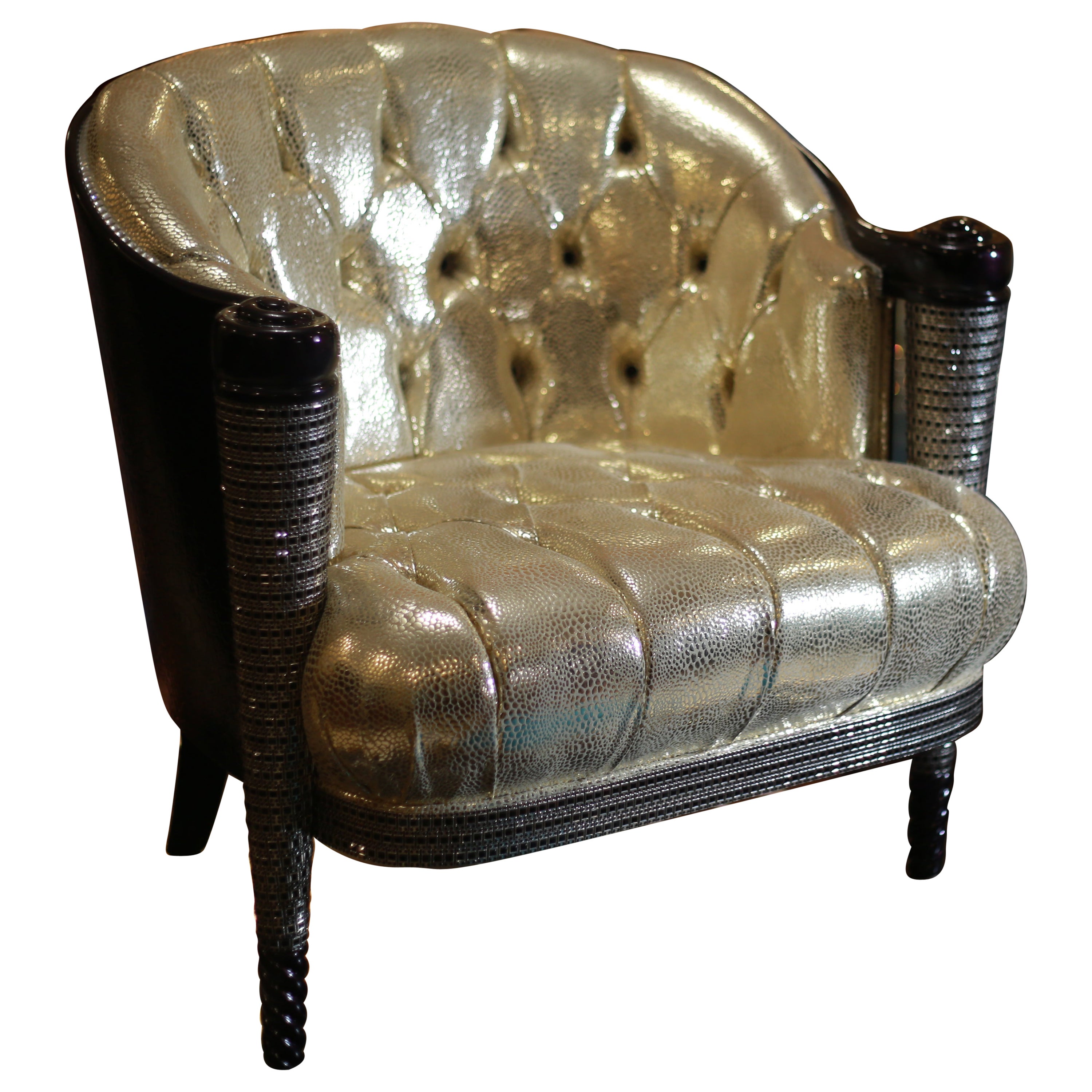 Colombostile-Sessel mit Swarovski, maßgefertigte Metallic-Farbe, handgefertigt in Italien  im Angebot