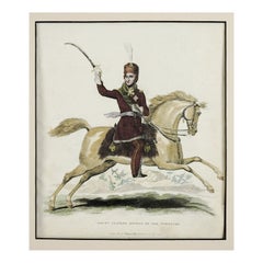 Gravure équestre cosaque ancienne de 1815