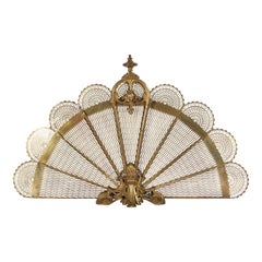 Late 19th Century Louis XVI Bronze Fan Foldable Peacock Fire Place Screen