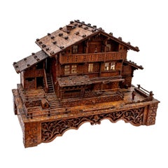 Linden and Resinous Savoyard Chalet, Music Box, Liquor & Cigar Cellar, XIXth