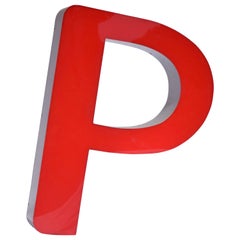 Retro Mid-century Red Neon Acrylic Led "P" Letter Advertisement Light