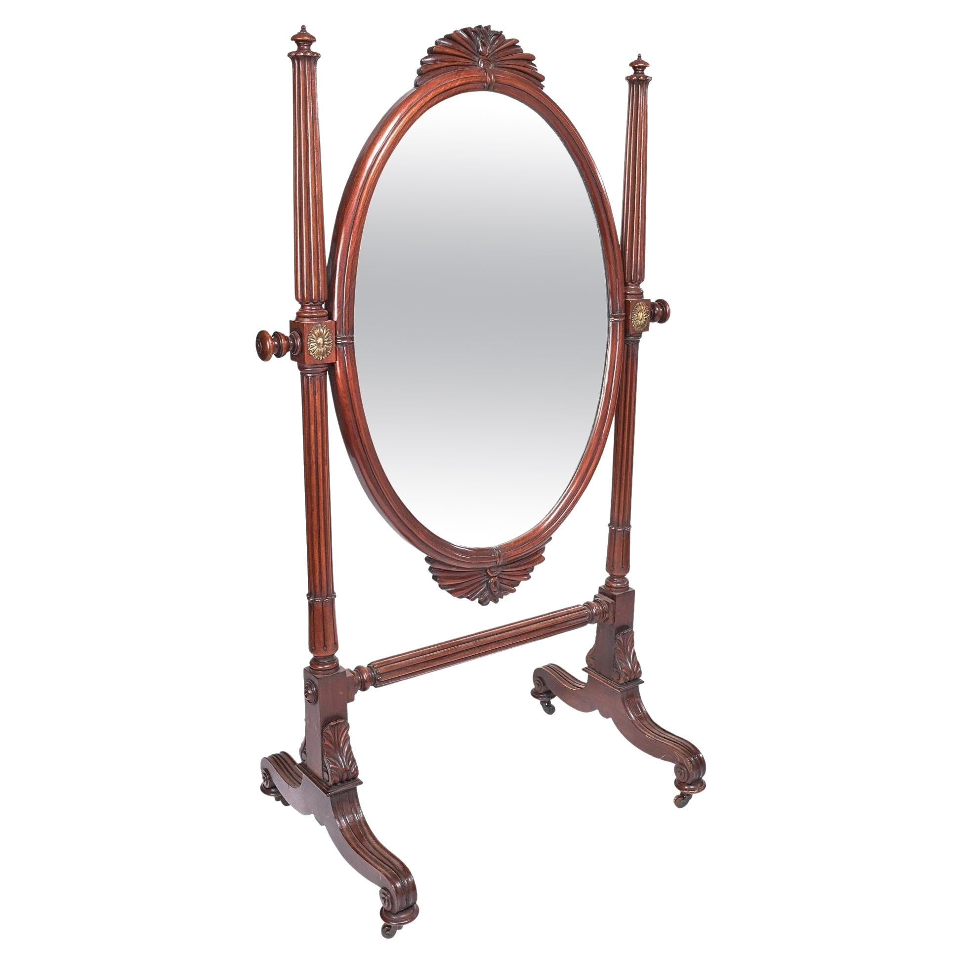 American Philadelphia Empire Cheval Mirror, circa 1825 For Sale