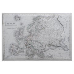 Grande mappa antica originale dell'Europa di Sidney Hall, 1847