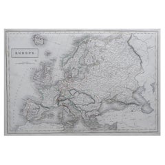 Grande carte ancienne originale d'Europe par Sidney Hall, 1847