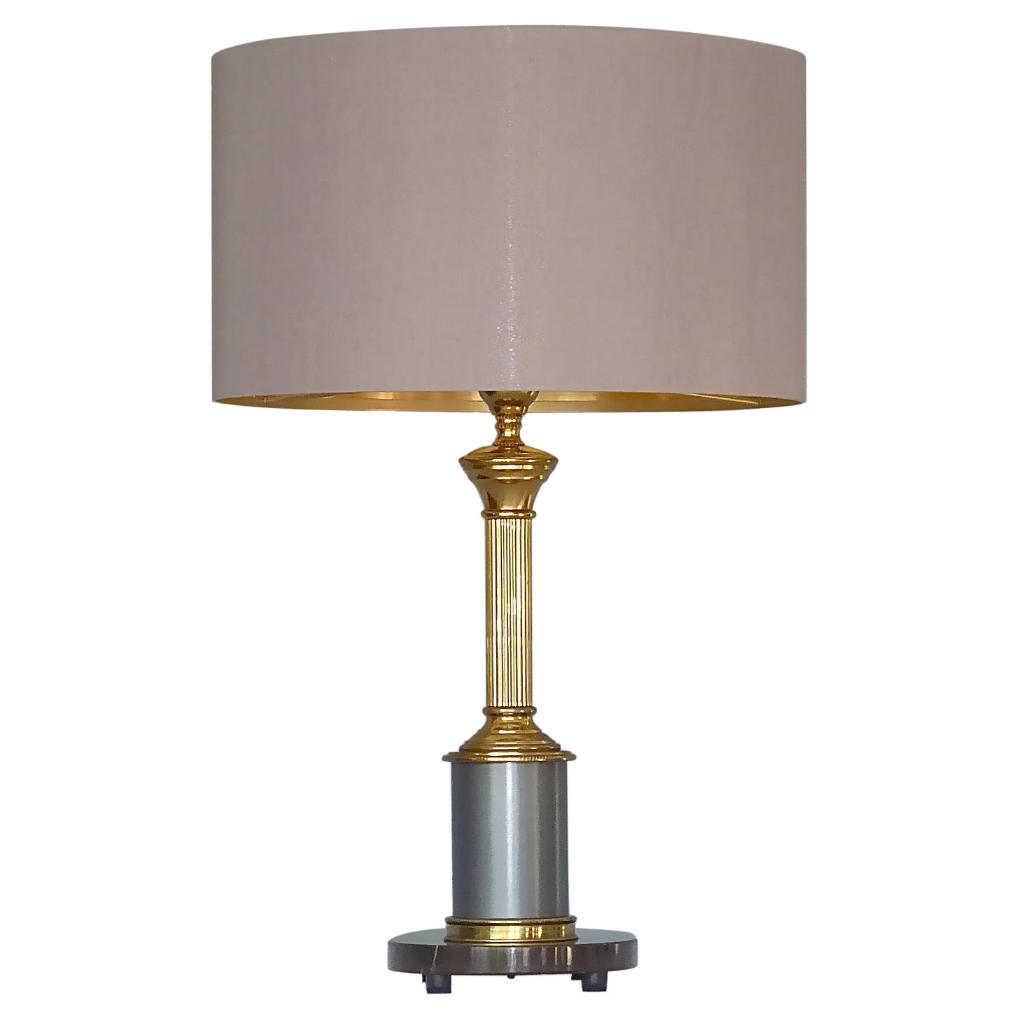 Classical French Maison Jansen Table Lamp Marble Gunmetal Brass, 1950s, Charles For Sale