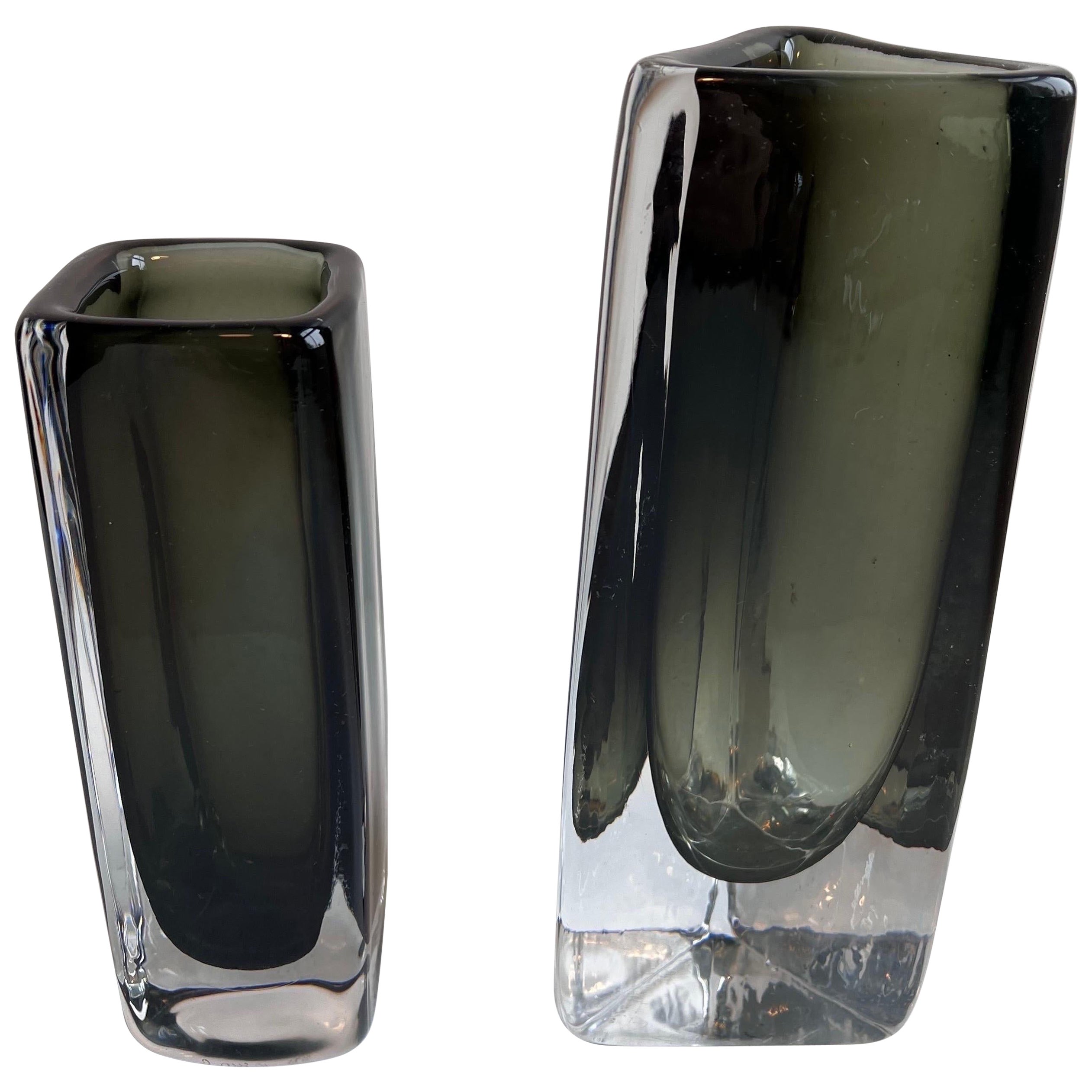 Two Nils Landberg "Sommerso" Glass Vases for Orrefors For Sale