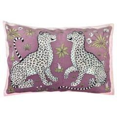 Rare Vintage Hermes Throw Pillow Spotted Leopards