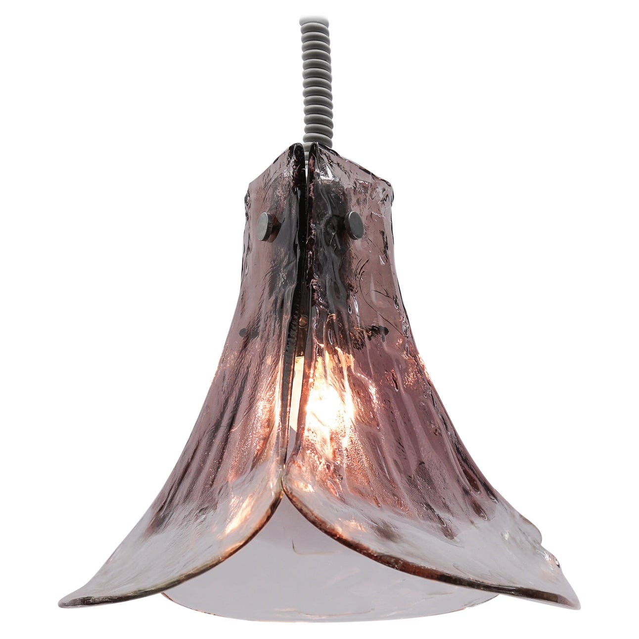 Lovely Violet Pendant Lamp for J.T. Kalmar in Murano Glass by Carlo Nason, 1970s For Sale