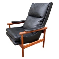 Illum Wikkelso “Wiki “ Leather Lounge Chair for Kofoeds