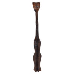 Tall Witco Cedar Wood Carved Siamese Tiki Cat Sculpture