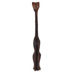 Retro Tall Witco Cedar Wood Carved Siamese Tiki Cat Sculpture