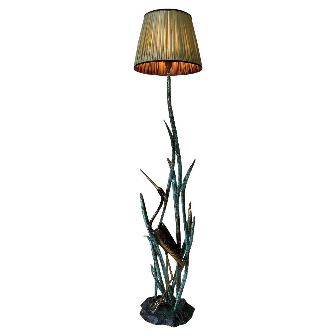 Lámpara de pie de bronce - Gran Garza - Faubourg Parisien - Siglo XX