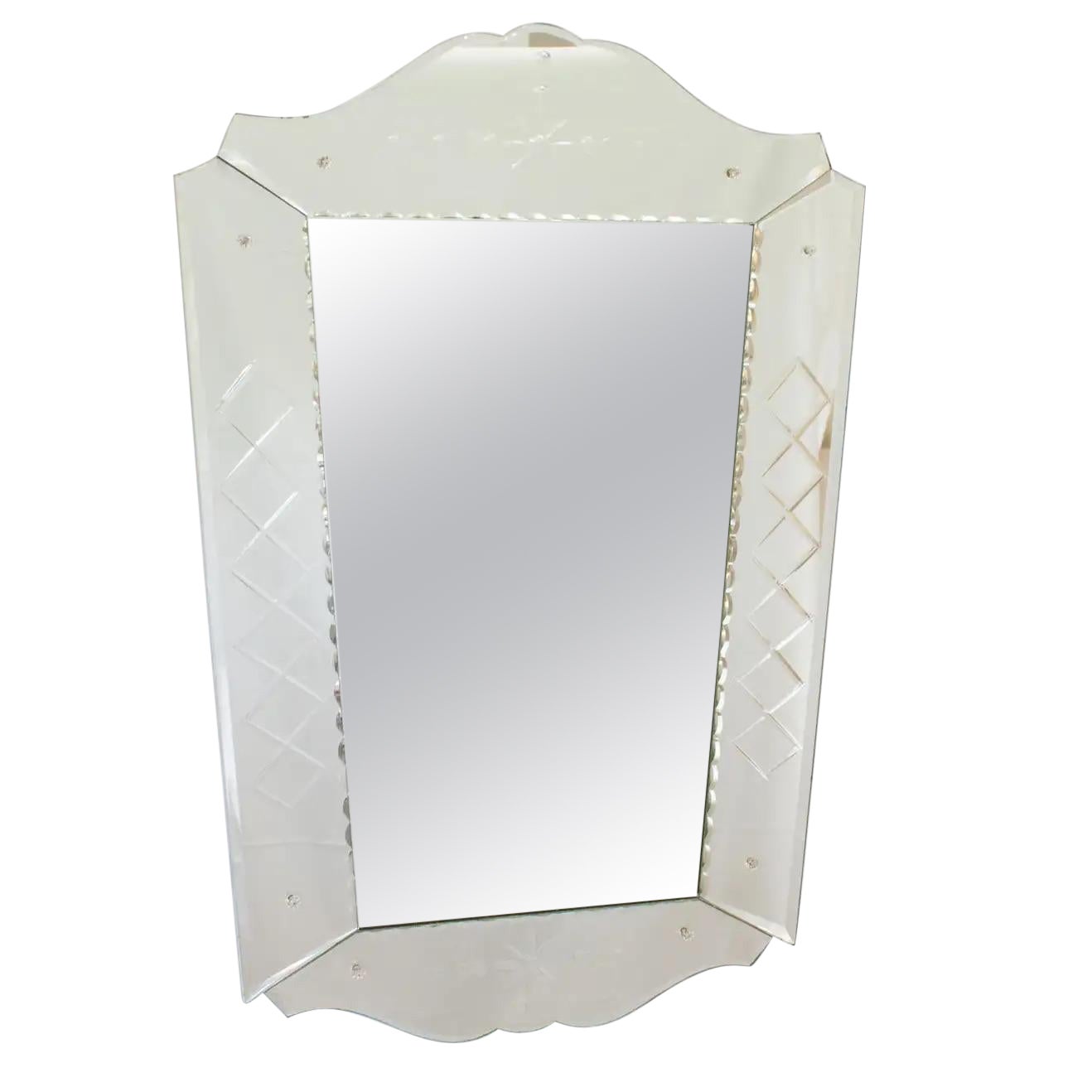 French Venetian Wall Mirror, 1940s For Sale
