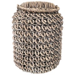 Woven Rattan Water Hyacinth Floor Lantern with Handle, Large