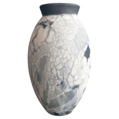 Raaquu Raku grand vase ovale cuit au four S/N0000374 Série de pièces d'art, Malaisie