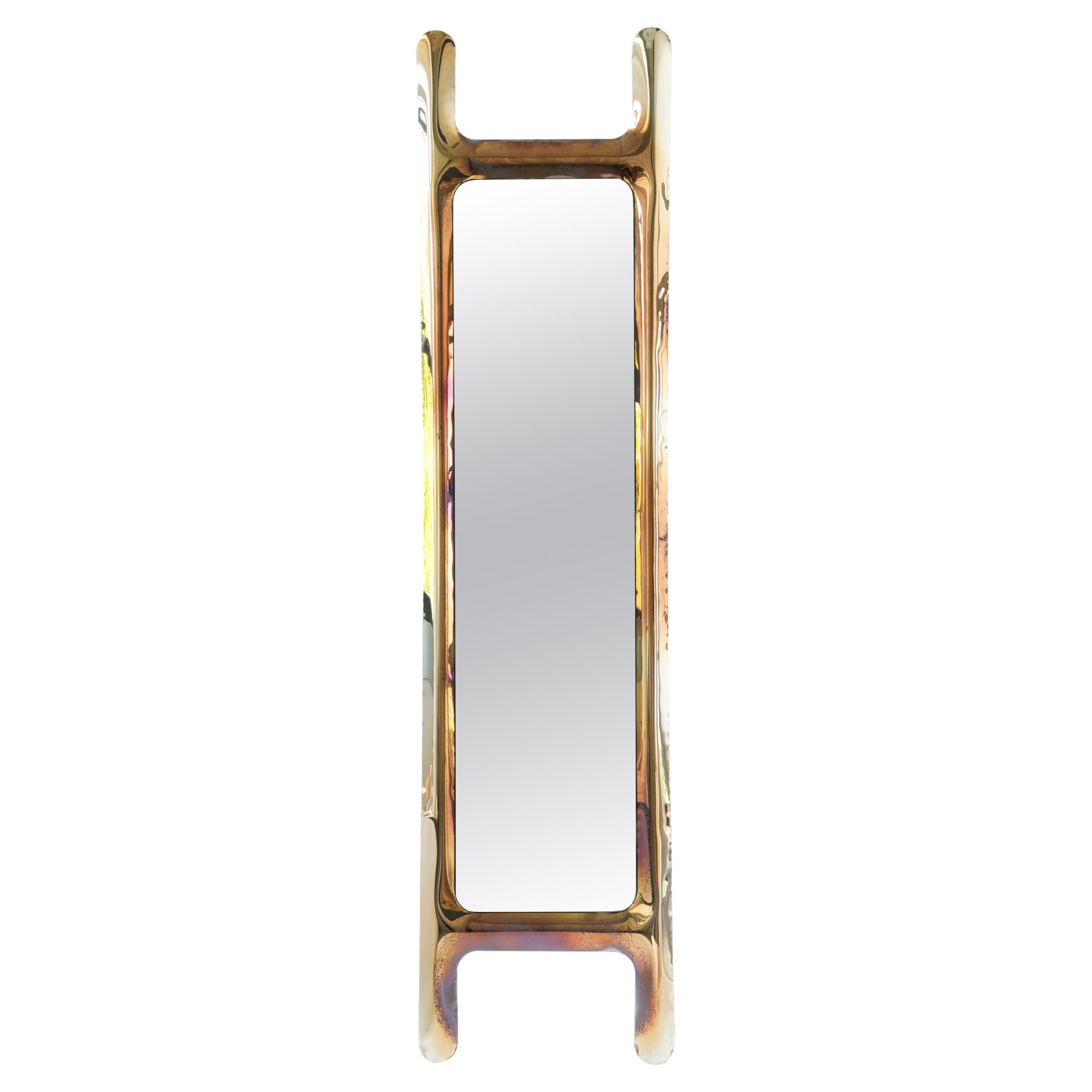 Contemporary Mirror 'Drab' by Zieta, Flamed Gold For Sale