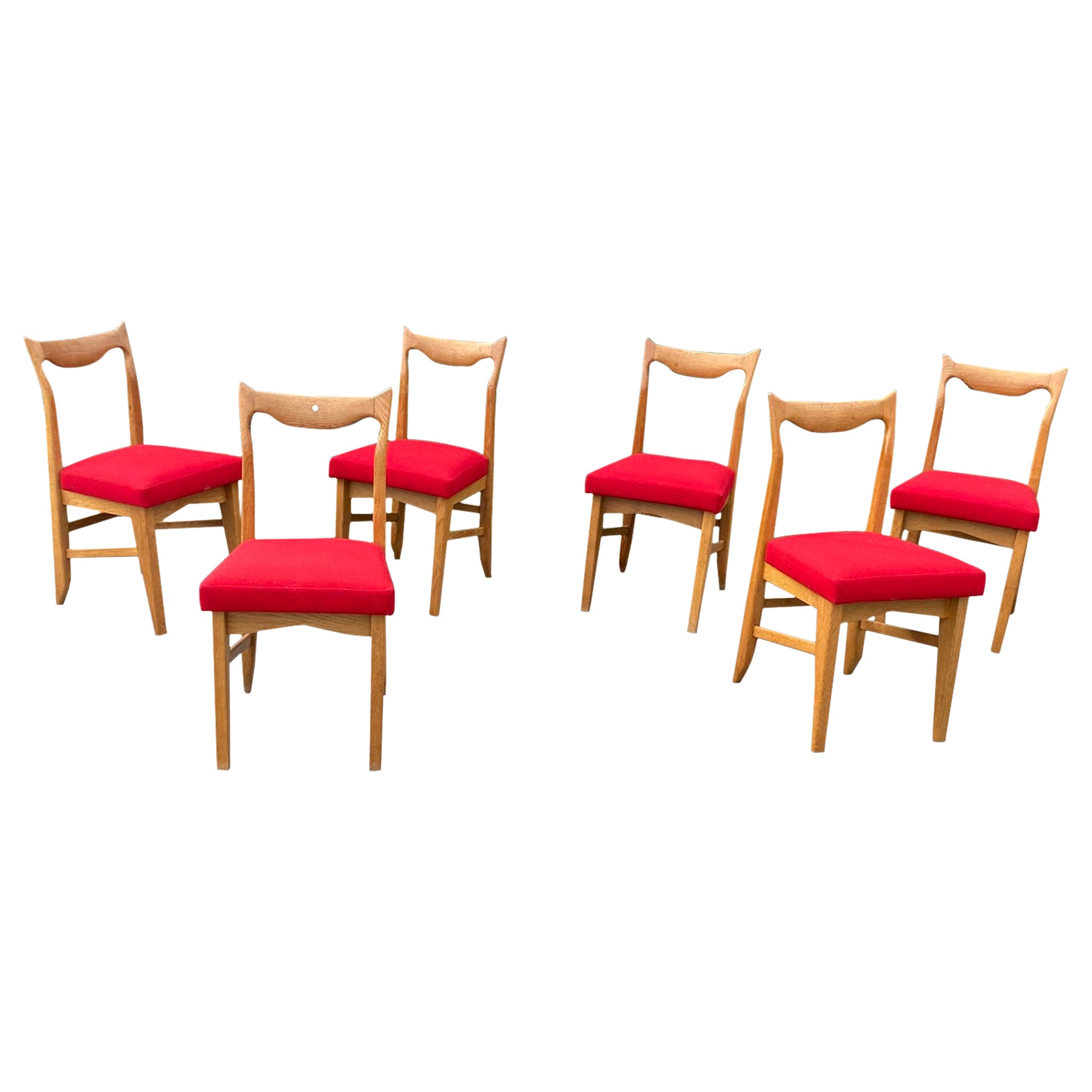 Guillerme and Chambron, Suite of 6 Chairs Model "Marie-Claire", circa 1970 For Sale