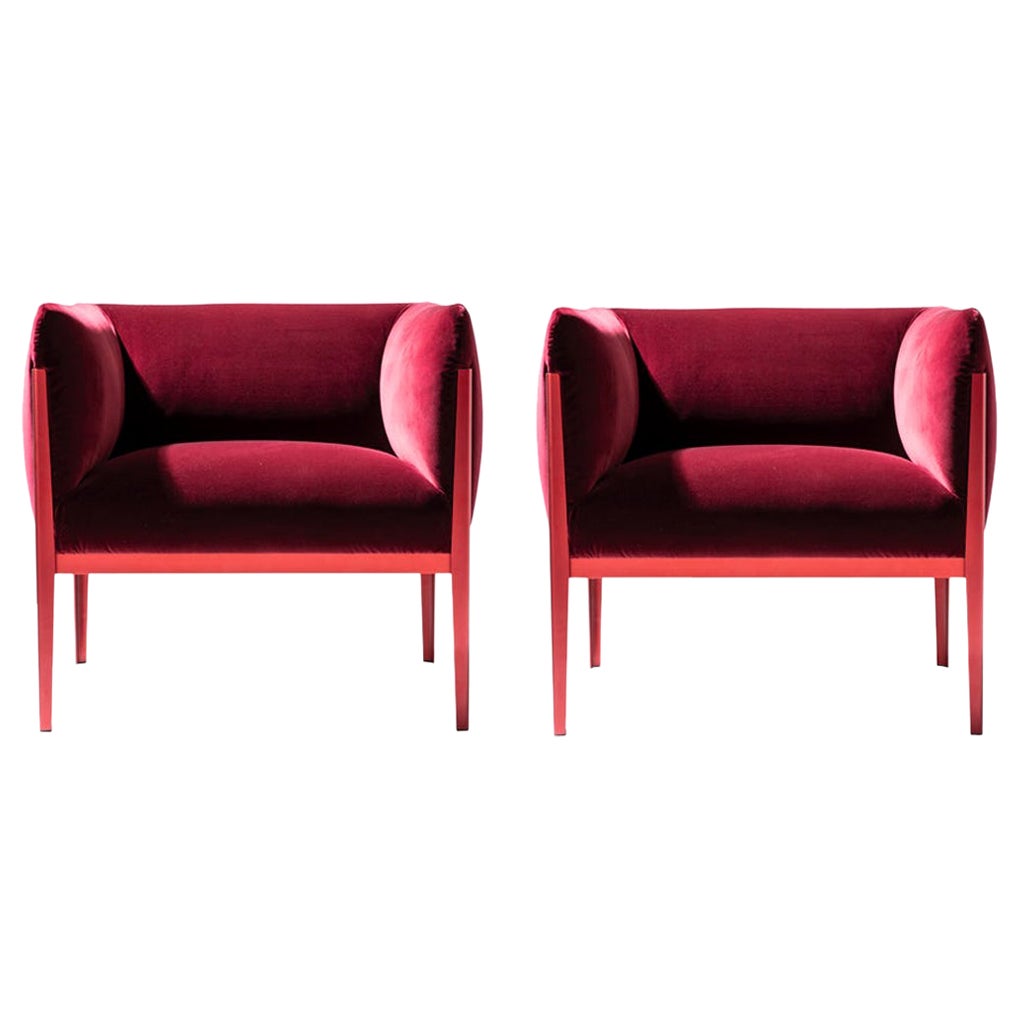 Ronan & Erwan Bourroullec 'Cotone' Armchair Set, Aluminum and Fabric by Cassina For Sale
