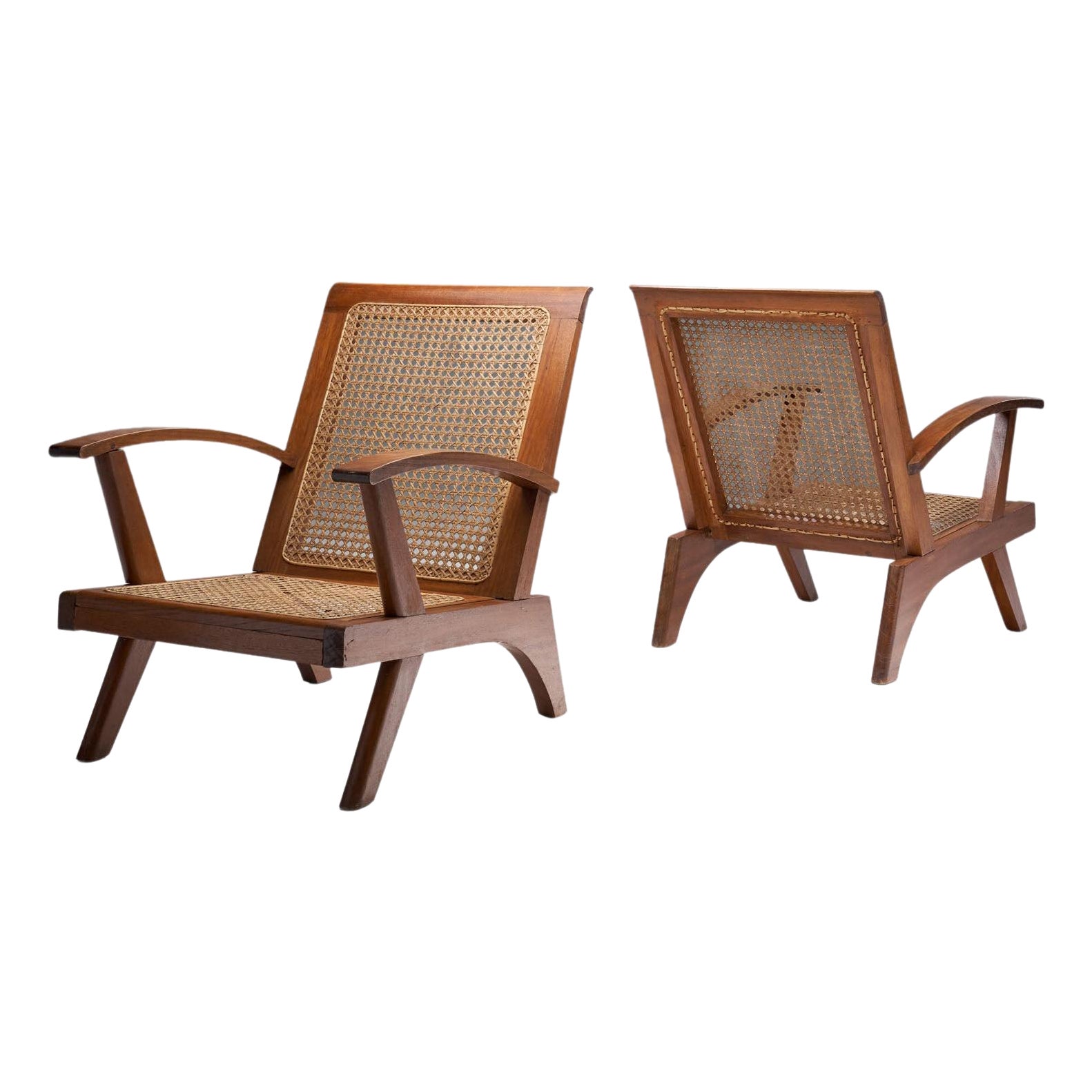 Pair of French Teak Armchairs, France, 1950s For Sale