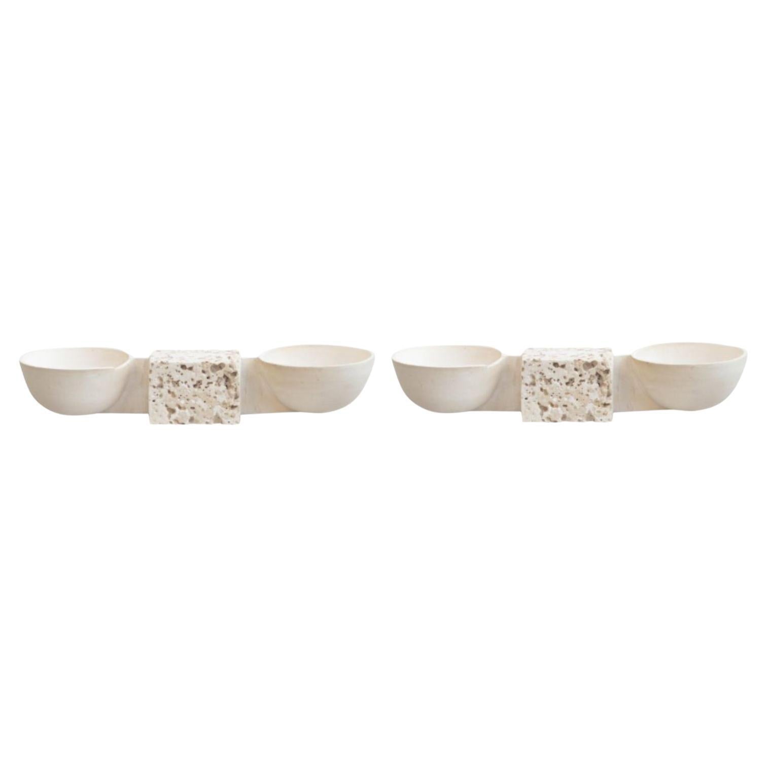 Set of 2 Double Bowls by Turbina For Sale