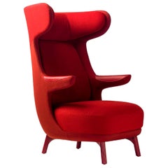 Jaime Hayon, Dino-Sessel aus rotem Stoff mit Lederpolsterung für BD