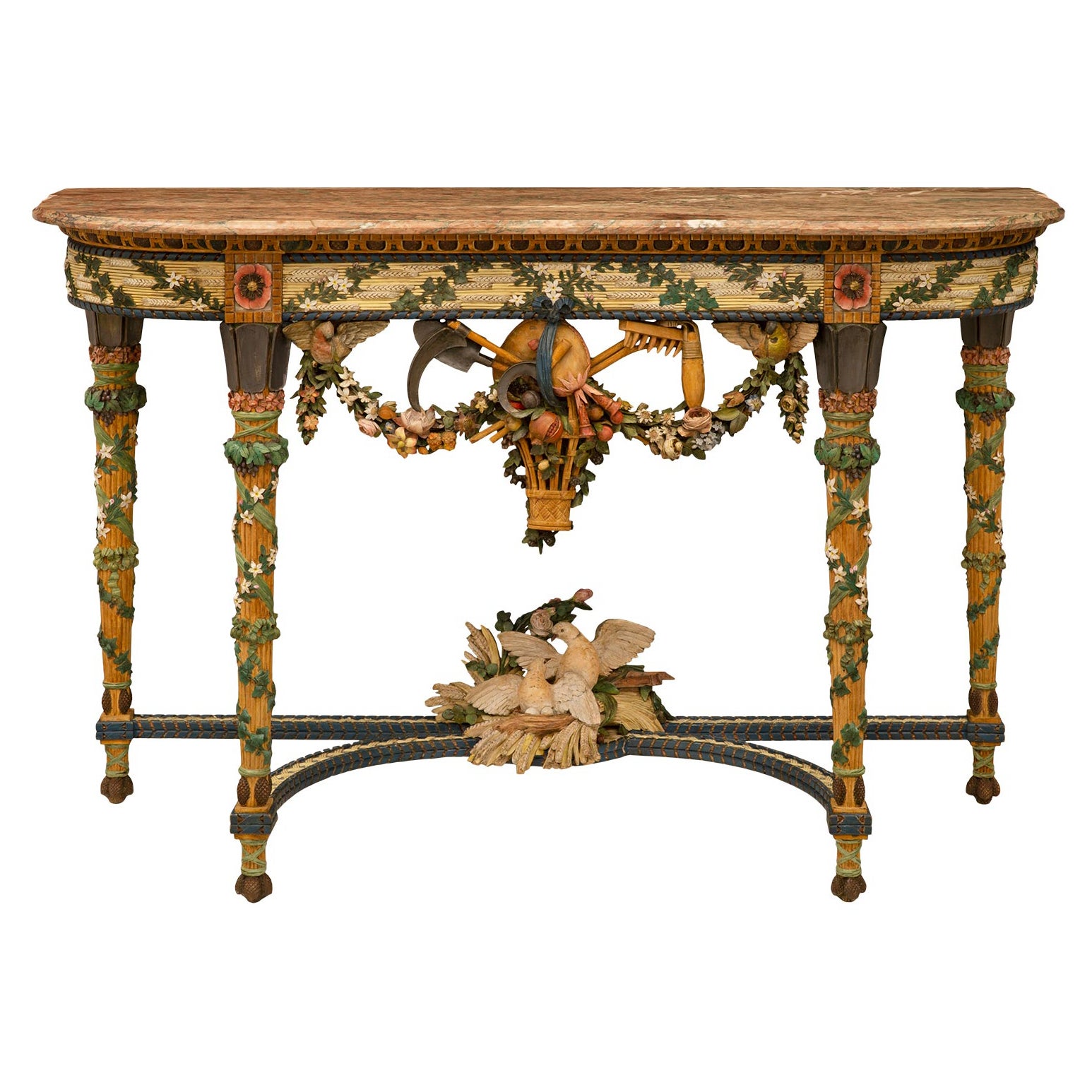 French 19th Century Louis XVI St. Patinated Wood and Marble Console