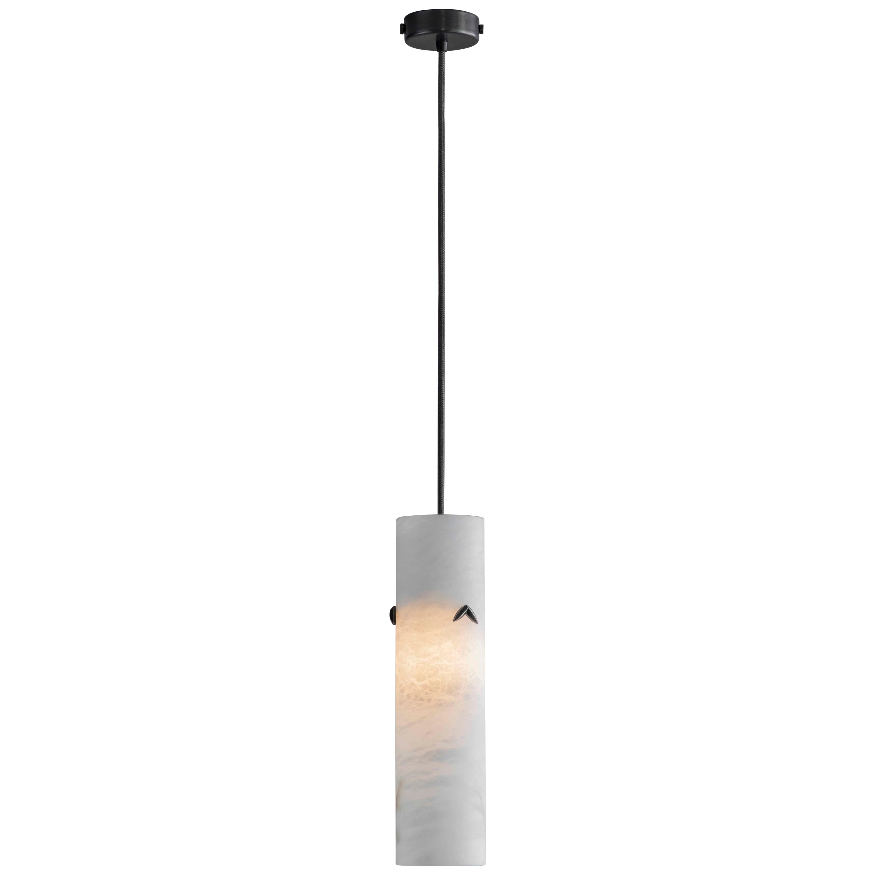 Lampe à suspension contemporaine en albâtre et bronze par Tigermoth Lighting
