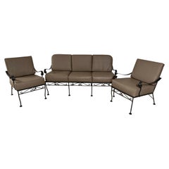 Russell Woodard Style Used Metal Garden Sofa and Chairs Seating Ensemble