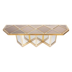 1970s Romeo Rega Brass, Steel and Glass Table Console