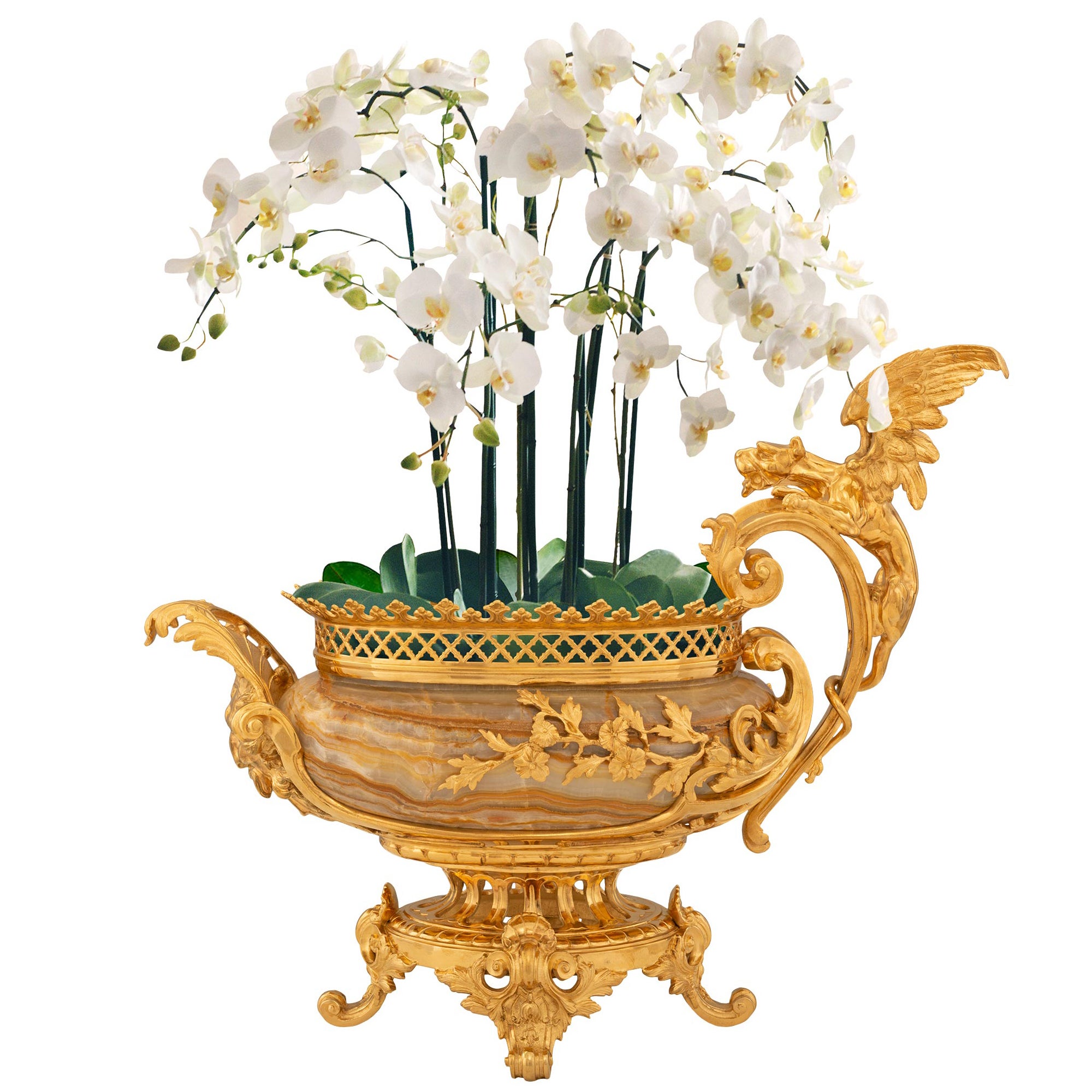 French 19th Century Renaissance St. Alabastro Marble and Ormolu Centerpiece For Sale