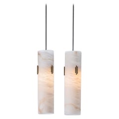 Contemporary Alabaster Pendant in Antique Brass by Tigermoth Lighting
