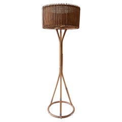 Bamboo & Rattan Floor Lamp, Italy, 1960s