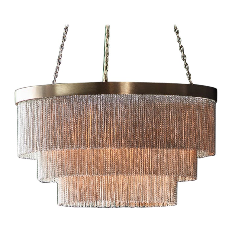 Contemporary 20" Gold Chandelier with Silver Chain by Tigermoth Lighting For Sale
