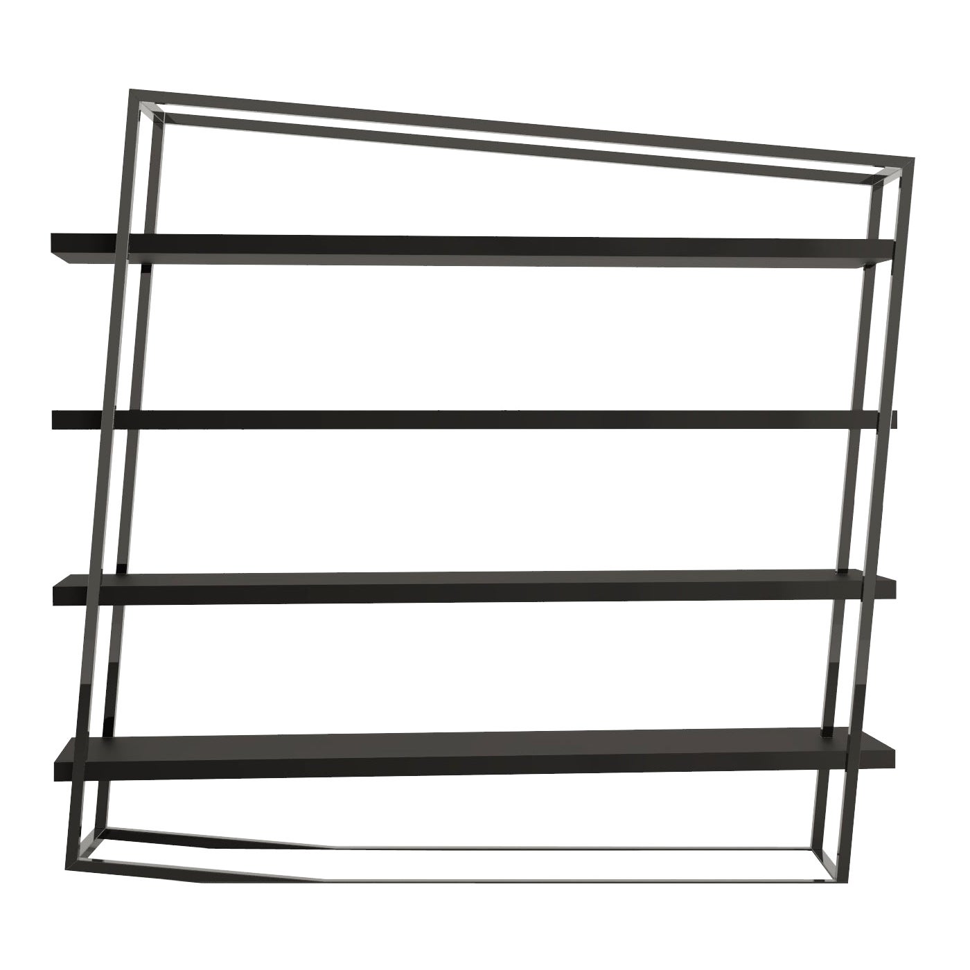 The Moderns Large Accent Bookcase with Shelves in High-Gloss and Matte Black Lacquer (Bibliothèque d'appoint moderne avec étagères en laque noire brillante et mate)