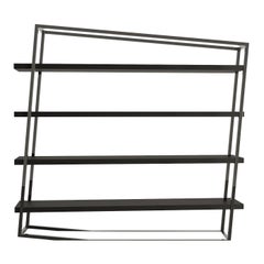 Modern Large Accent Bookcase with Shelves in High-Gloss and Matte Black Lacquer