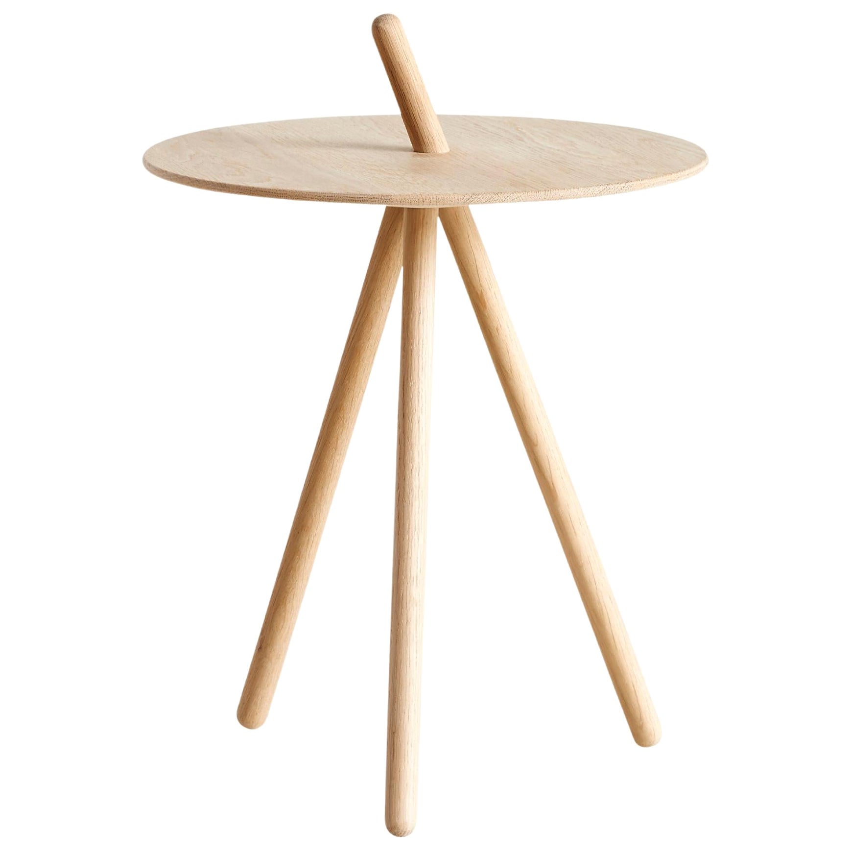 White Oak Come Here Side Table by Steffen Juul