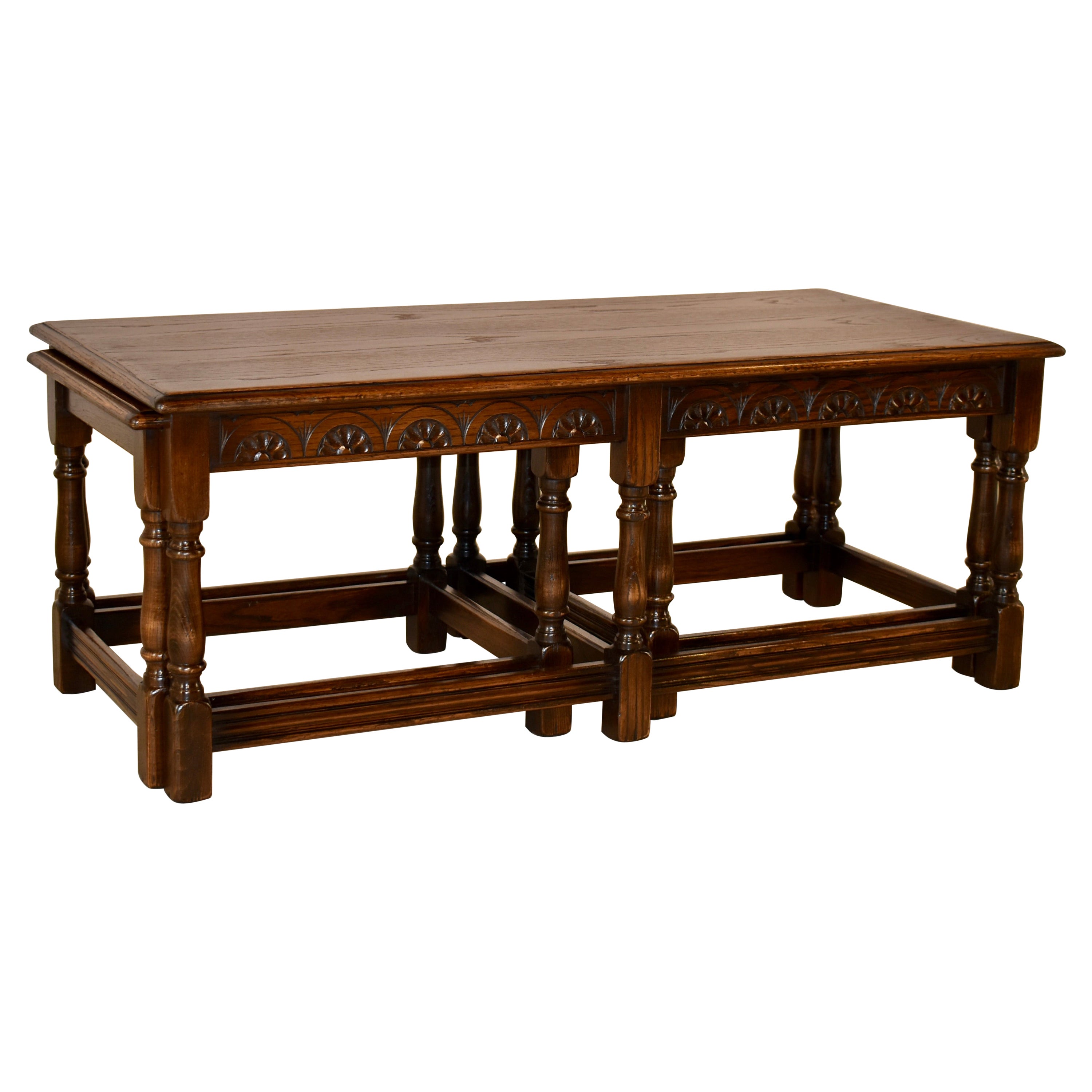 Nest of Three English Coffee Tables, circa 1920 For Sale