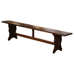 Used 19th Century French Provincial Carved Walnut Farmhouse Trestle Bench