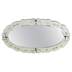 Vintage Venetian Style Oval Etched Wall Mirror
