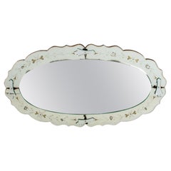 Retro Venetian Style Oval Etched Wall Mirror