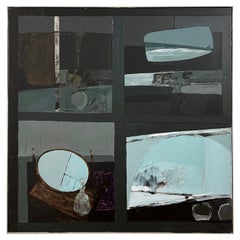 Exhibited Abstract Oil by English Artist John Wright Dated 1965, Wales