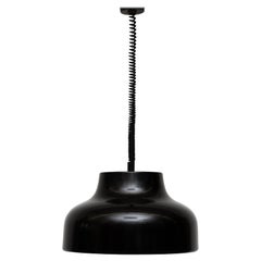 Small Audrey Hepburn's Hat Shaped Black Swedish Pendant Lamp w/ Cream Interior
