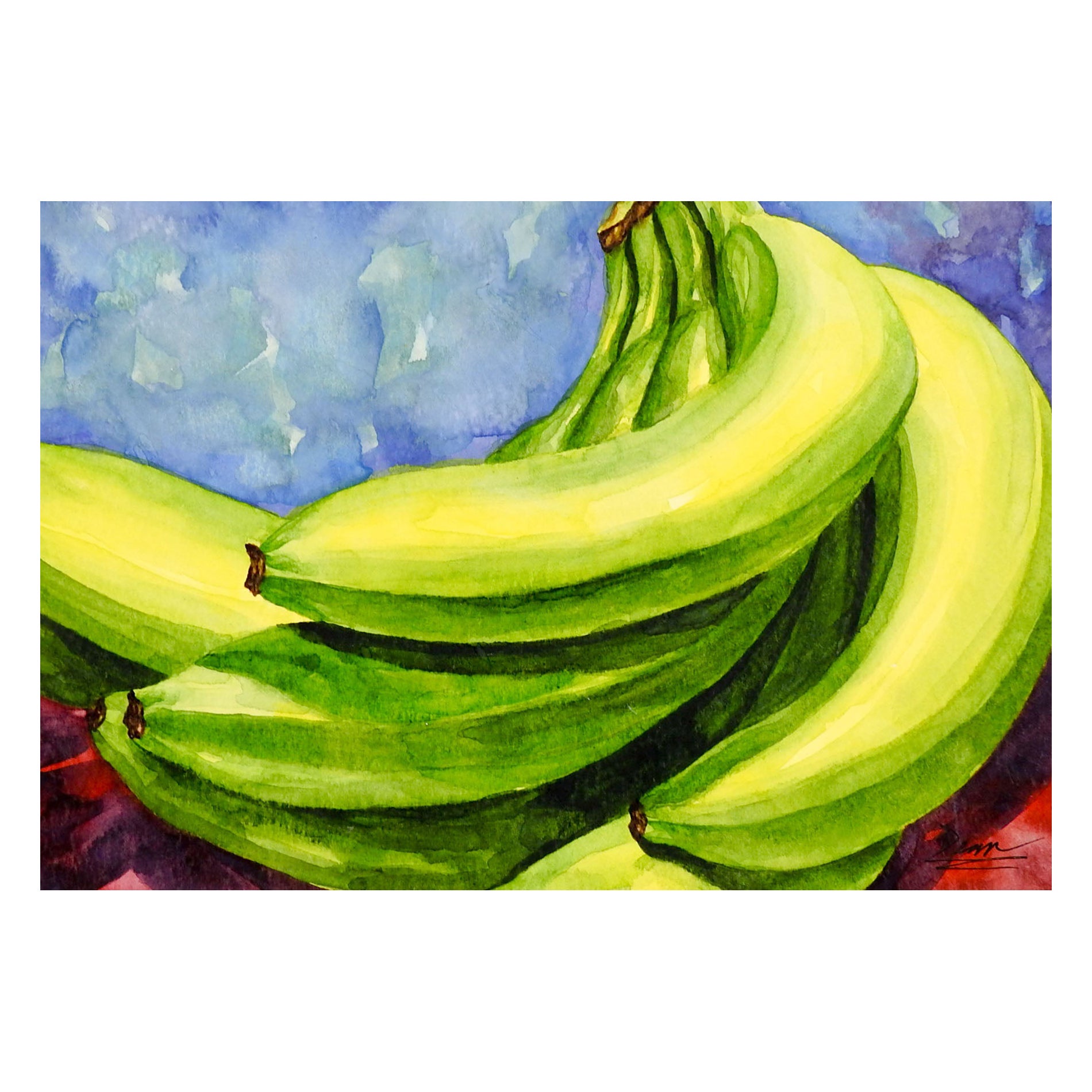 "Bananen" Aquarell-Stillleben-Gemälde